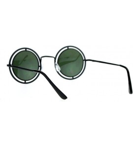 Round Unisex Fashion Sunglasses Target Aim Round Circle Metal Frame UV 400 - Black (Green) - CX1875XRQYM $18.86