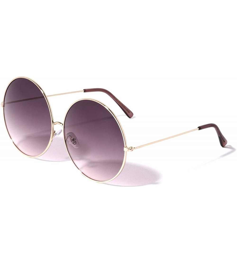 Round Oversized Thin Rim Round Sunglasses - Purple Smoke - C4190D36CEQ $27.20