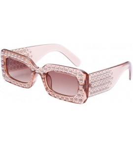 Square Fashion Women Pearl Square Frame Shades Sunglasses Integrated UV 400 Glasses (D) - D - CT18E4SY6GM $18.12