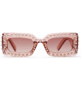 Square Fashion Women Pearl Square Frame Shades Sunglasses Integrated UV 400 Glasses (D) - D - CT18E4SY6GM $18.12