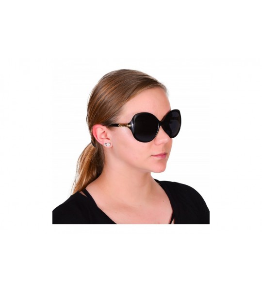 Cat Eye Butterfly Framed Oversized Polarized Sunglasses For Women UV400 - Black - CI185OCXWYR $26.07