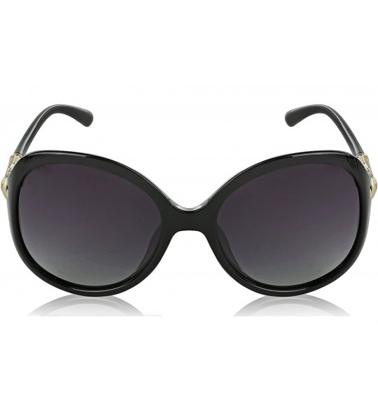 Cat Eye Butterfly Framed Oversized Polarized Sunglasses For Women UV400 - Black - CI185OCXWYR $26.07