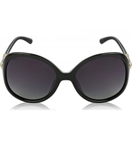 Cat Eye Butterfly Framed Oversized Polarized Sunglasses For Women UV400 - Black - CI185OCXWYR $26.07