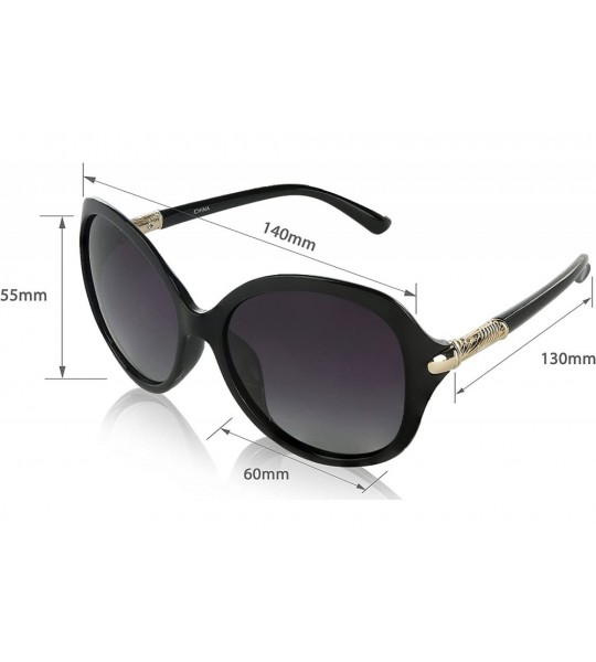 Cat Eye Butterfly Framed Oversized Polarized Sunglasses For Women UV400 - Black - CI185OCXWYR $26.07