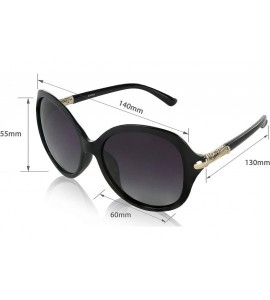 Cat Eye Butterfly Framed Oversized Polarized Sunglasses For Women UV400 - Black - CI185OCXWYR $26.07