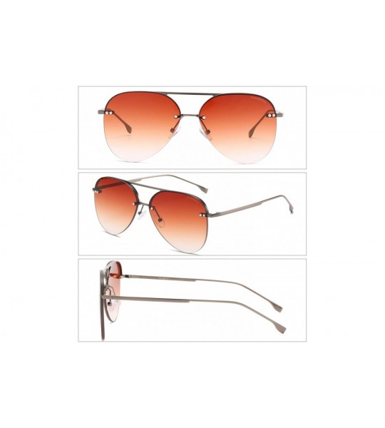 Rectangular Men/Women's Aviator Sunglasses Rimless UV400 Protection Gradient Lens Sun Glasses - C1190OHRSRN $32.85