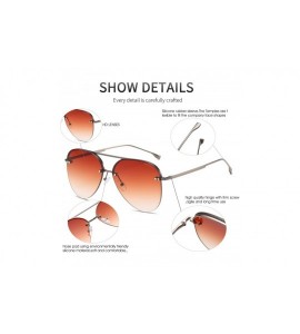 Rectangular Men/Women's Aviator Sunglasses Rimless UV400 Protection Gradient Lens Sun Glasses - C1190OHRSRN $32.85