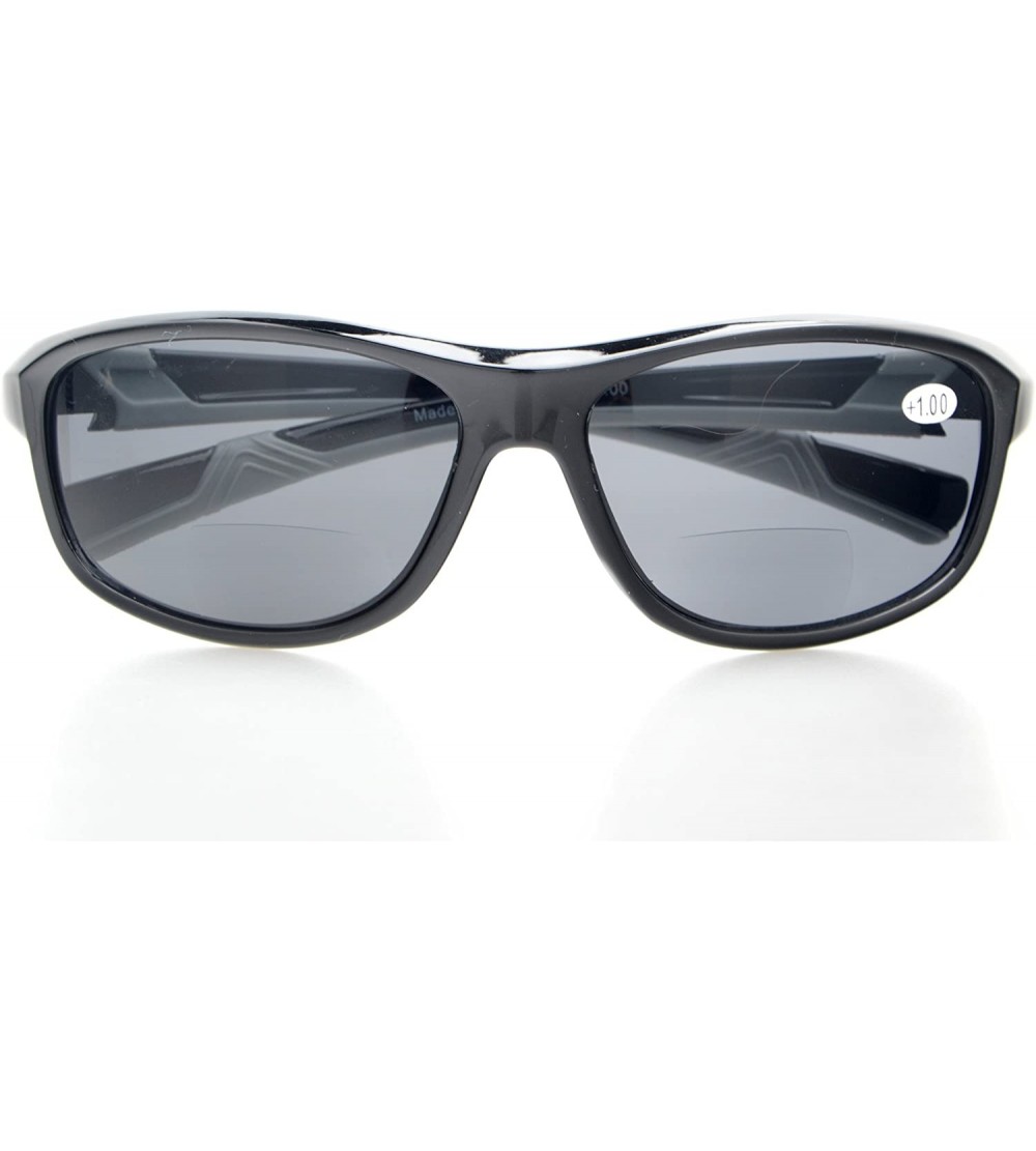 Sport Sports Bifocal Sunglasses Lightweight TR90 Frame for Women Outdoor Readers - Shiny Black - CB18C3KN668 $25.83