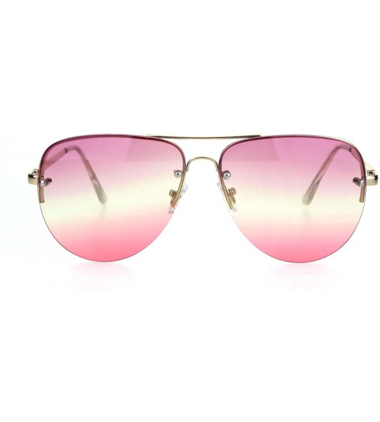 Rimless Oceanic Tie Dye Lens Rimless Officer Cop Racer Metal Rim Sunglasses - Gold Purple Pink - CX18I63H0ML $19.60