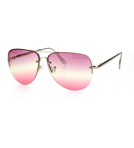 Rimless Oceanic Tie Dye Lens Rimless Officer Cop Racer Metal Rim Sunglasses - Gold Purple Pink - CX18I63H0ML $19.60