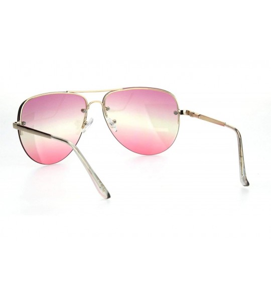 Rimless Oceanic Tie Dye Lens Rimless Officer Cop Racer Metal Rim Sunglasses - Gold Purple Pink - CX18I63H0ML $19.60