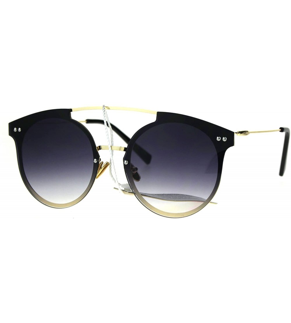 Rimless Womens Rimless Round Horned Panel Lens Hipster Sunglasses - Smoke - C7186H4UQN0 $38.58