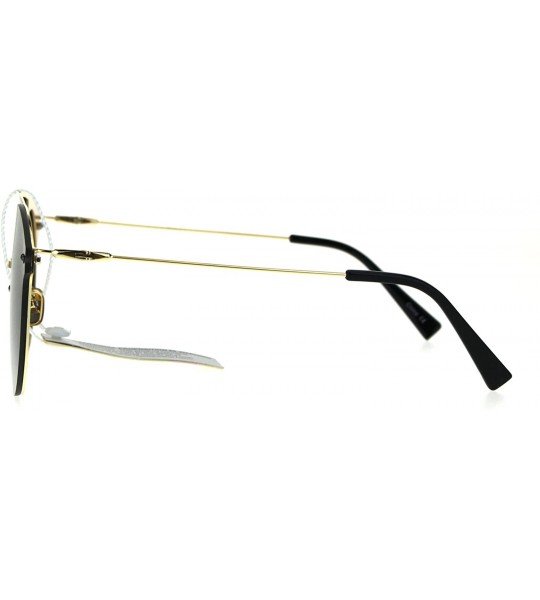 Rimless Womens Rimless Round Horned Panel Lens Hipster Sunglasses - Smoke - C7186H4UQN0 $38.58