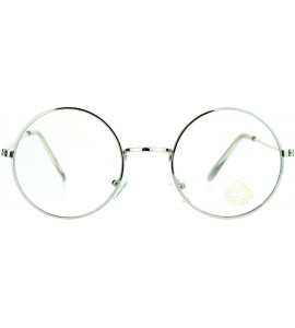 Round Super Flat Lens Clear Fashion Eyeglasses Round Circle Metal Frame - Silver - CS12BHRI2D3 $18.03