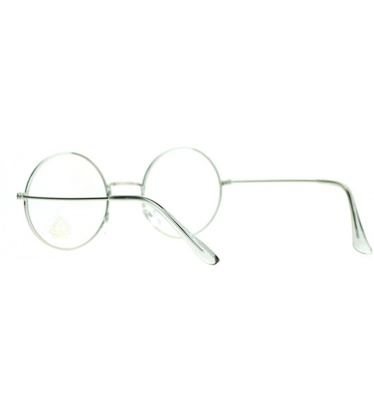 Round Super Flat Lens Clear Fashion Eyeglasses Round Circle Metal Frame - Silver - CS12BHRI2D3 $18.03