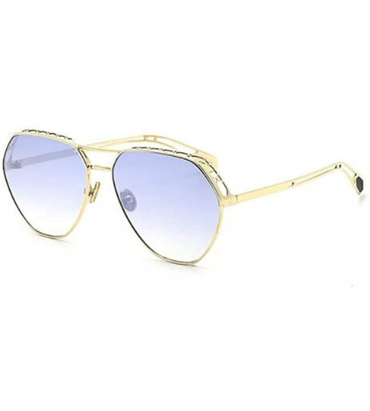 Aviator 2019 new sunglasses - ladies color film metal sunglasses hollow sunglasses women - B - CJ18SKNIYEK $73.51