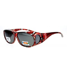 Rectangular Polarized Sunglasses Fit Over Glasses Oval Rectangular OTG Anti-Glare - Red - CF18840ES90 $18.89