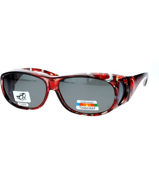 Rectangular Polarized Sunglasses Fit Over Glasses Oval Rectangular OTG Anti-Glare - Red - CF18840ES90 $18.89