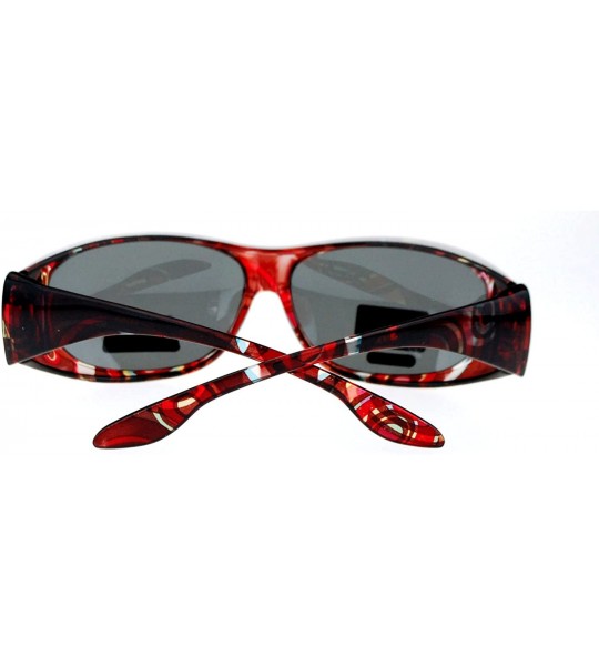 Rectangular Polarized Sunglasses Fit Over Glasses Oval Rectangular OTG Anti-Glare - Red - CF18840ES90 $18.89