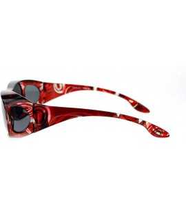 Rectangular Polarized Sunglasses Fit Over Glasses Oval Rectangular OTG Anti-Glare - Red - CF18840ES90 $18.89