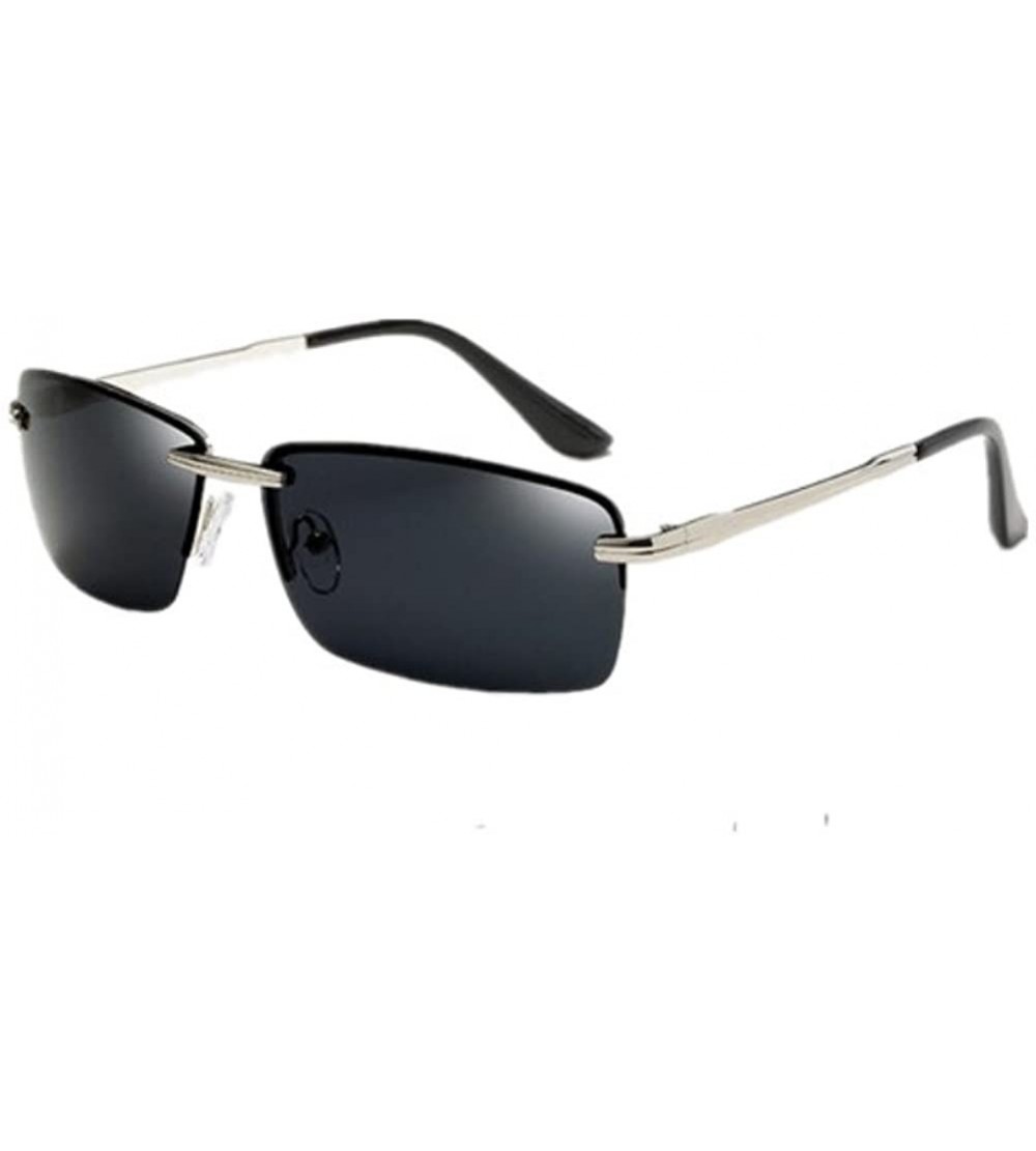 Semi-rimless Men Coating UV400 Polarized Glasses Rectangle Sunglass Eyewear - Silver Grey - CT182YWMCI5 $22.01
