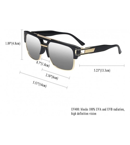 Square Square Aviator Large Fashion Sunglasses for Men Women Goggle Alloy Frame Glasses-UV400 - Silver - C318UKEQ9KU $24.27