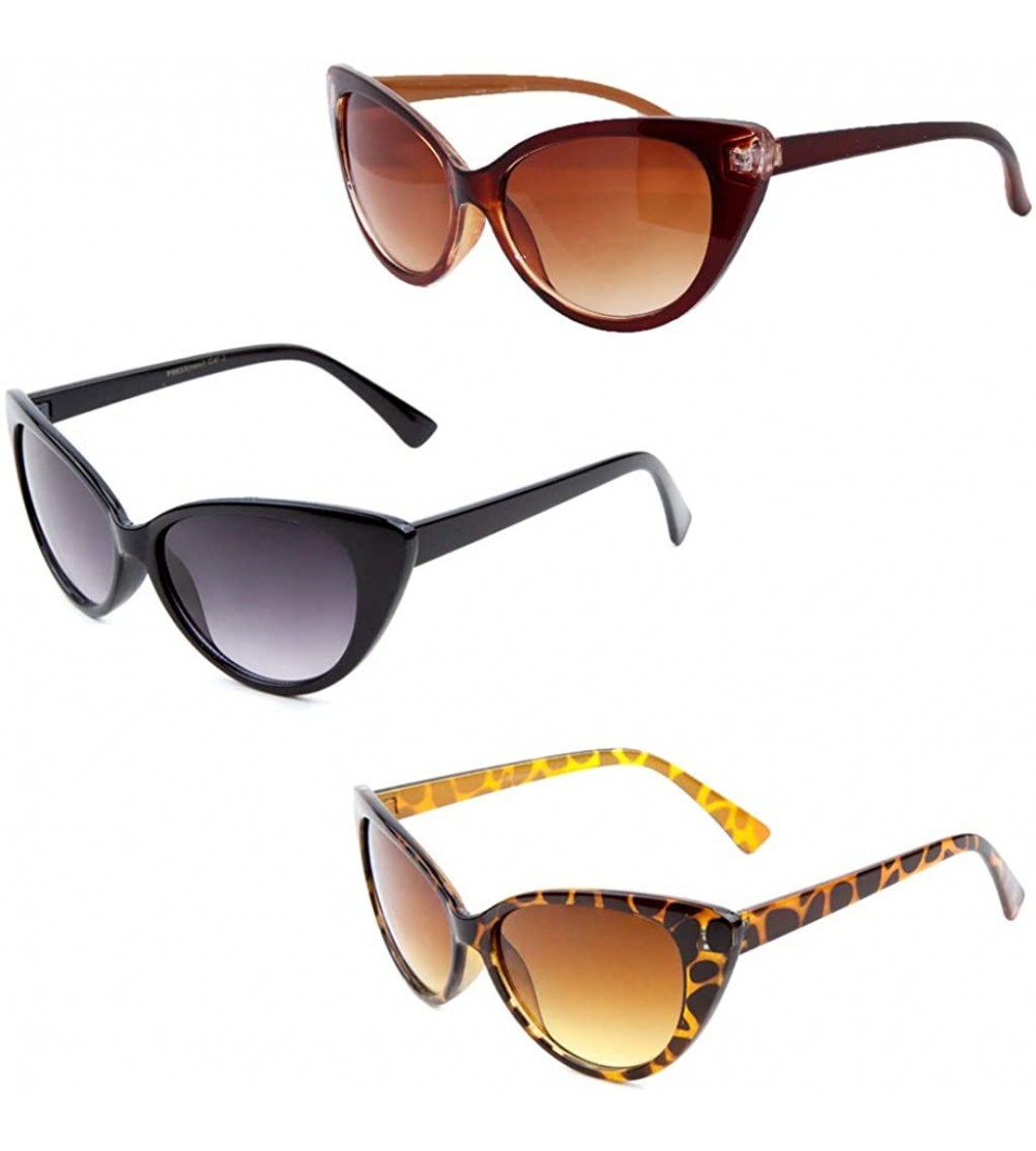 Cat Eye CatEye Women Sunglasses Gift Box Retro Horn Rimmed Eye Frame - Black & Brown & Tortoise - CQ12NA6XA5N $22.34