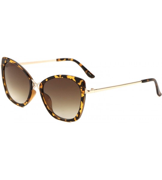 Cat Eye Retro Cat Eye Crossed Metal Bridge Sunglasses - Brown Demi - C9197NG8LO7 $27.80