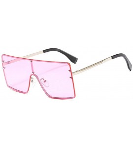 Square New trend metal one-piece sunglasses fashion retro brand designer unisex sunglasses - Pink - CH18SG5WX88 $23.40