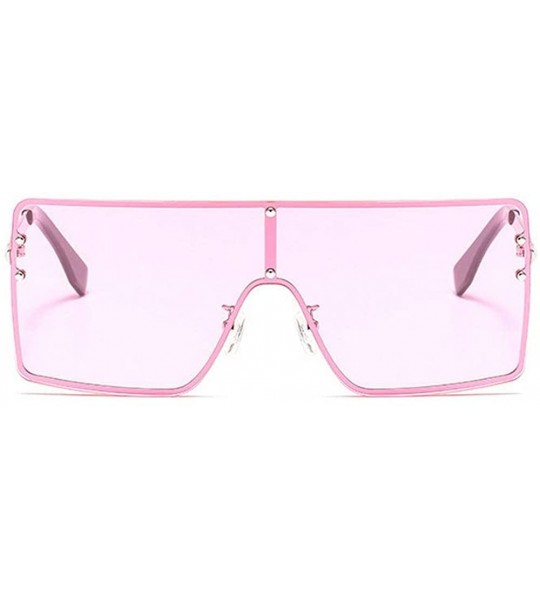 Square New trend metal one-piece sunglasses fashion retro brand designer unisex sunglasses - Pink - CH18SG5WX88 $23.40