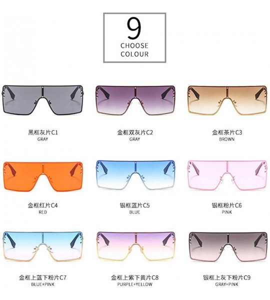 Square New trend metal one-piece sunglasses fashion retro brand designer unisex sunglasses - Pink - CH18SG5WX88 $23.40