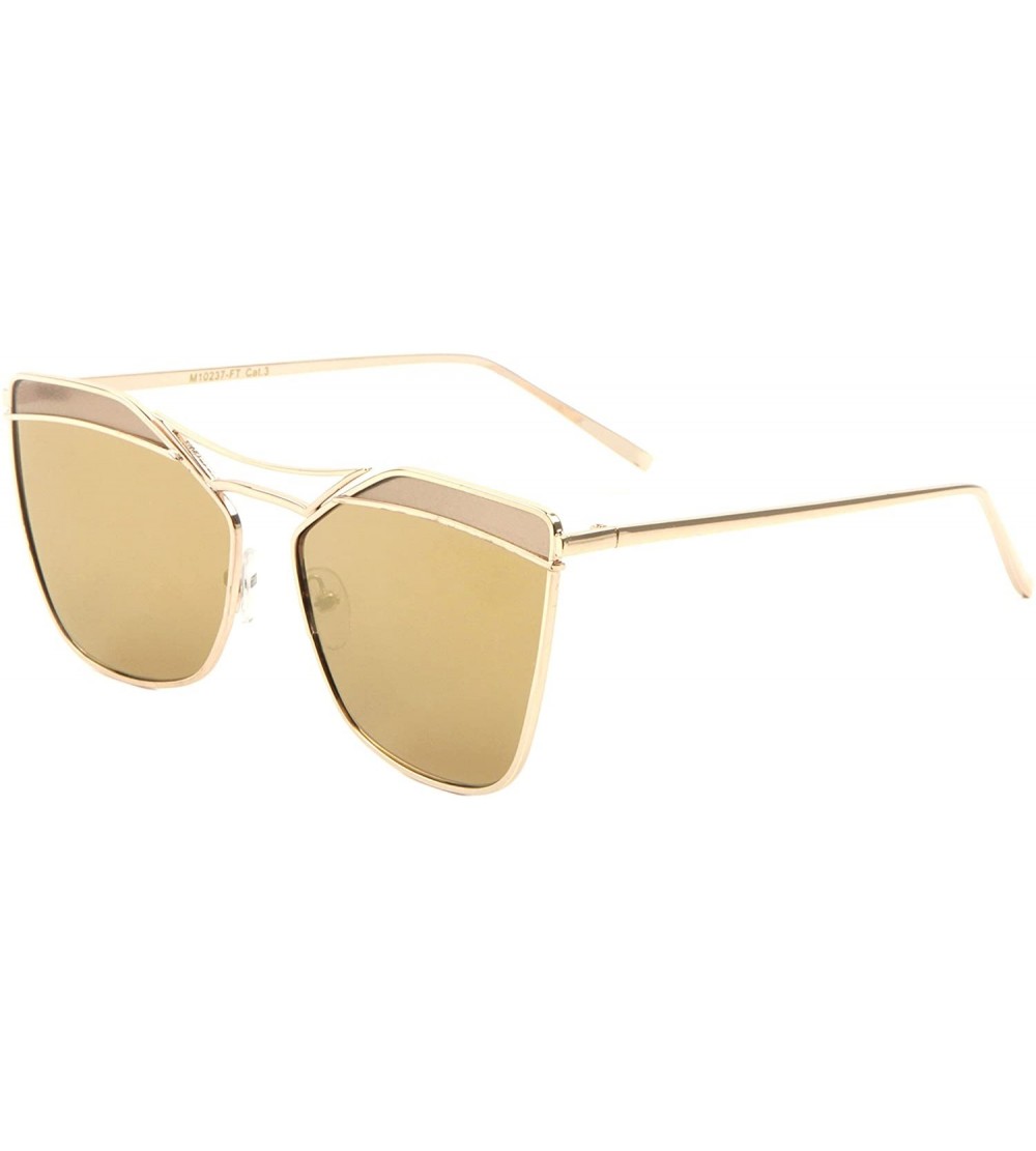 Square Flat Lens Square Top Color Division Geometric Cat Eye Sunglasses - Brown - CU1907Y4CA3 $27.17