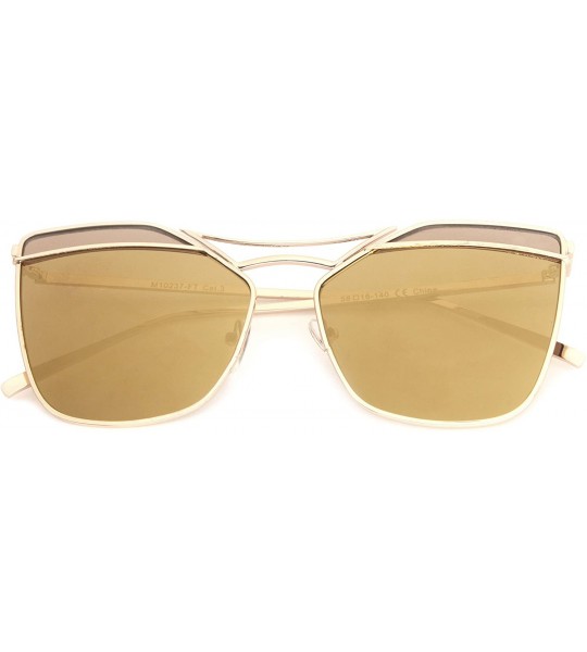 Square Flat Lens Square Top Color Division Geometric Cat Eye Sunglasses - Brown - CU1907Y4CA3 $27.17