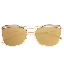 Square Flat Lens Square Top Color Division Geometric Cat Eye Sunglasses - Brown - CU1907Y4CA3 $27.17