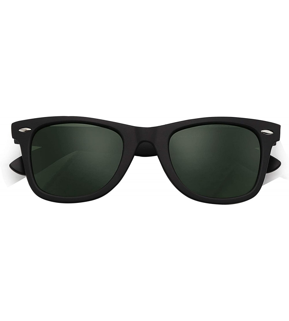 Round Stylish 80th Retro Unisex Polarized Sunglasses UV400 Classic Vintage Chic - Black -Green - C418DUWWKLG $18.49