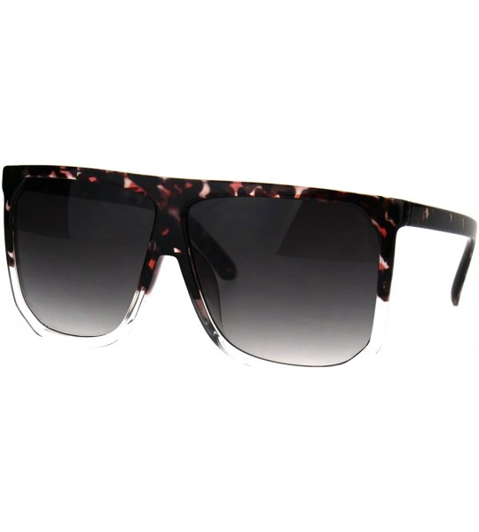 Rectangular Mobster Flat Top Large Oversize Plastic Retro Sunglasses - Tortoise Clear Smoke - C1186558U65 $20.15