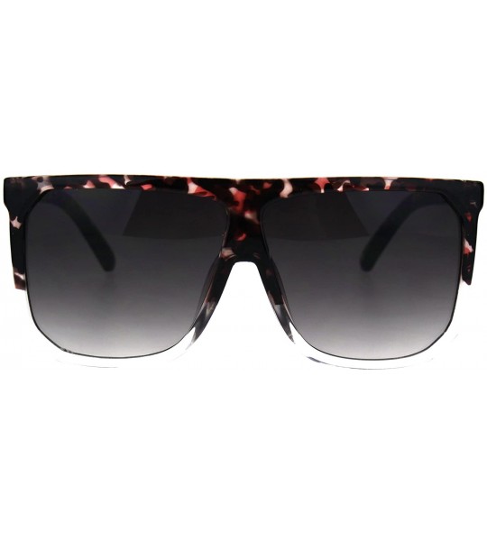 Rectangular Mobster Flat Top Large Oversize Plastic Retro Sunglasses - Tortoise Clear Smoke - C1186558U65 $20.15