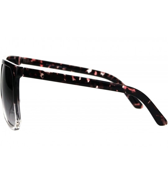 Rectangular Mobster Flat Top Large Oversize Plastic Retro Sunglasses - Tortoise Clear Smoke - C1186558U65 $20.15