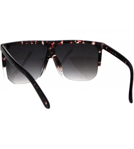 Rectangular Mobster Flat Top Large Oversize Plastic Retro Sunglasses - Tortoise Clear Smoke - C1186558U65 $20.15