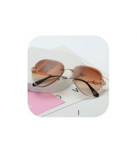 Square RimlSunglasses Women Er Sun Glasses Gradient Shades Cutting Lens Ladies FramelMetal Eyeglasses UV400 - Brown - CU198AH...