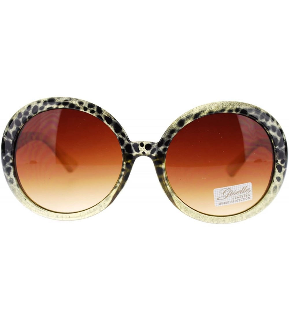 Oversized Womens Gel Glitter Leopard Tortoise Oversized Circle Round Sunglasses - Yellow Leopard - CU11N2JTJ1J $17.70