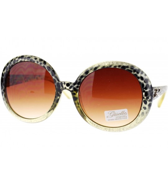 Oversized Womens Gel Glitter Leopard Tortoise Oversized Circle Round Sunglasses - Yellow Leopard - CU11N2JTJ1J $17.70