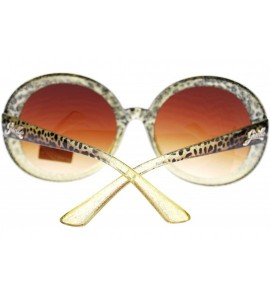 Oversized Womens Gel Glitter Leopard Tortoise Oversized Circle Round Sunglasses - Yellow Leopard - CU11N2JTJ1J $17.70