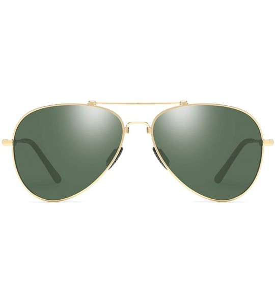 Oversized Fashion TAC lenses Polit Polarized Sunglasses for Men Women - Gold Green - CT18O4XN43N $25.72