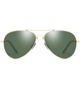 Oversized Fashion TAC lenses Polit Polarized Sunglasses for Men Women - Gold Green - CT18O4XN43N $25.72