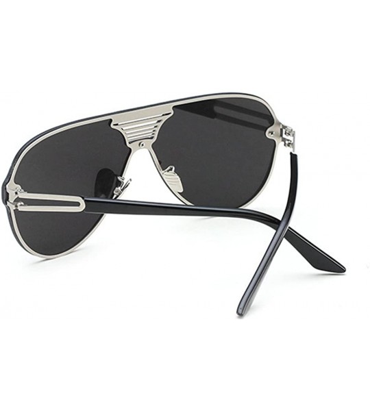 Oval Rimless Sunglasses Unisex Stylish Frame Lens All In One Designed Lens 62mm - Black/Silver - CA12ENFQNDR $33.56