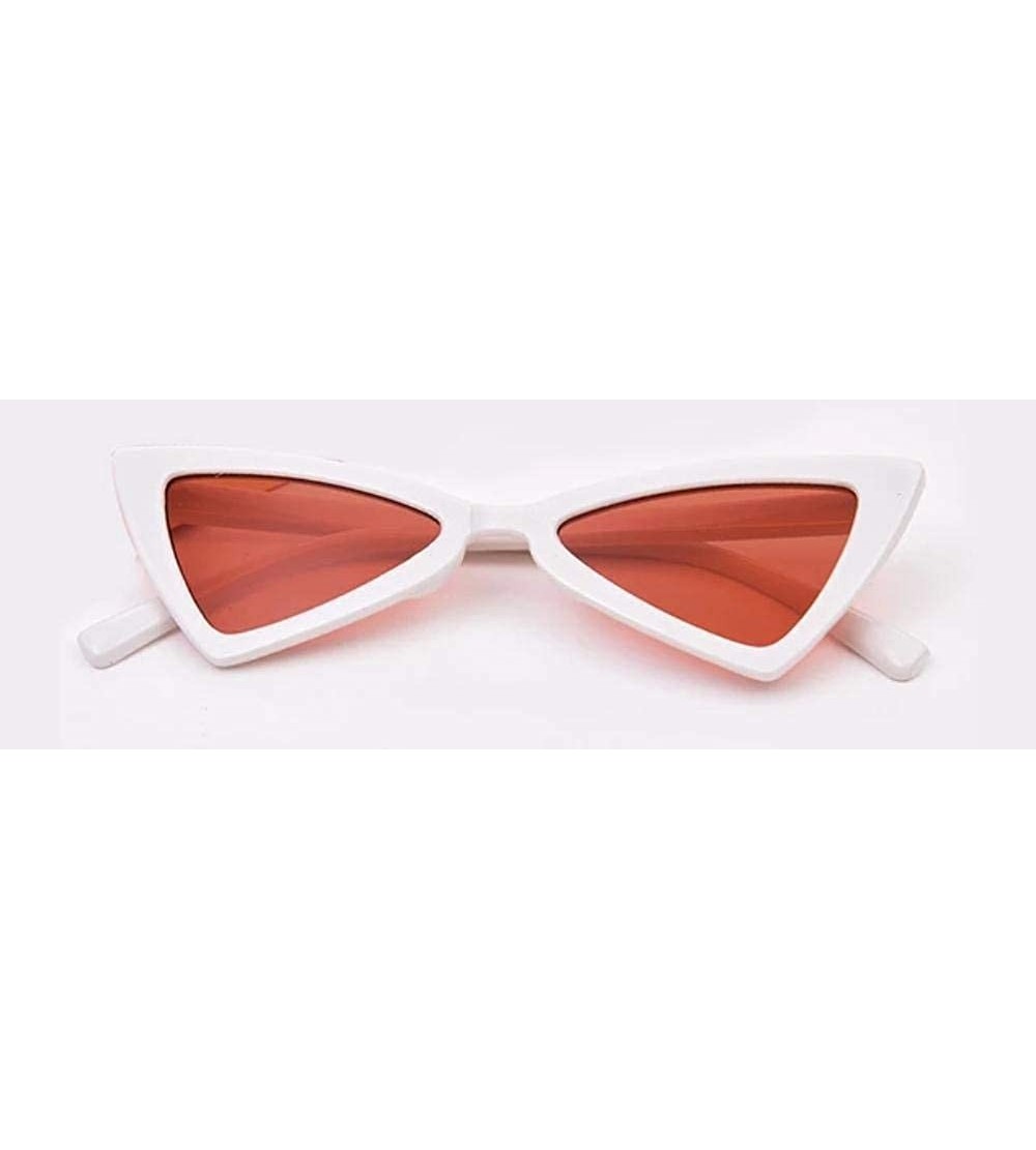 Cat Eye Fashion Cat Eye/Triangle Sunglasses - 80s Style - White Frame Red - CK18XEMHAG8 $19.68