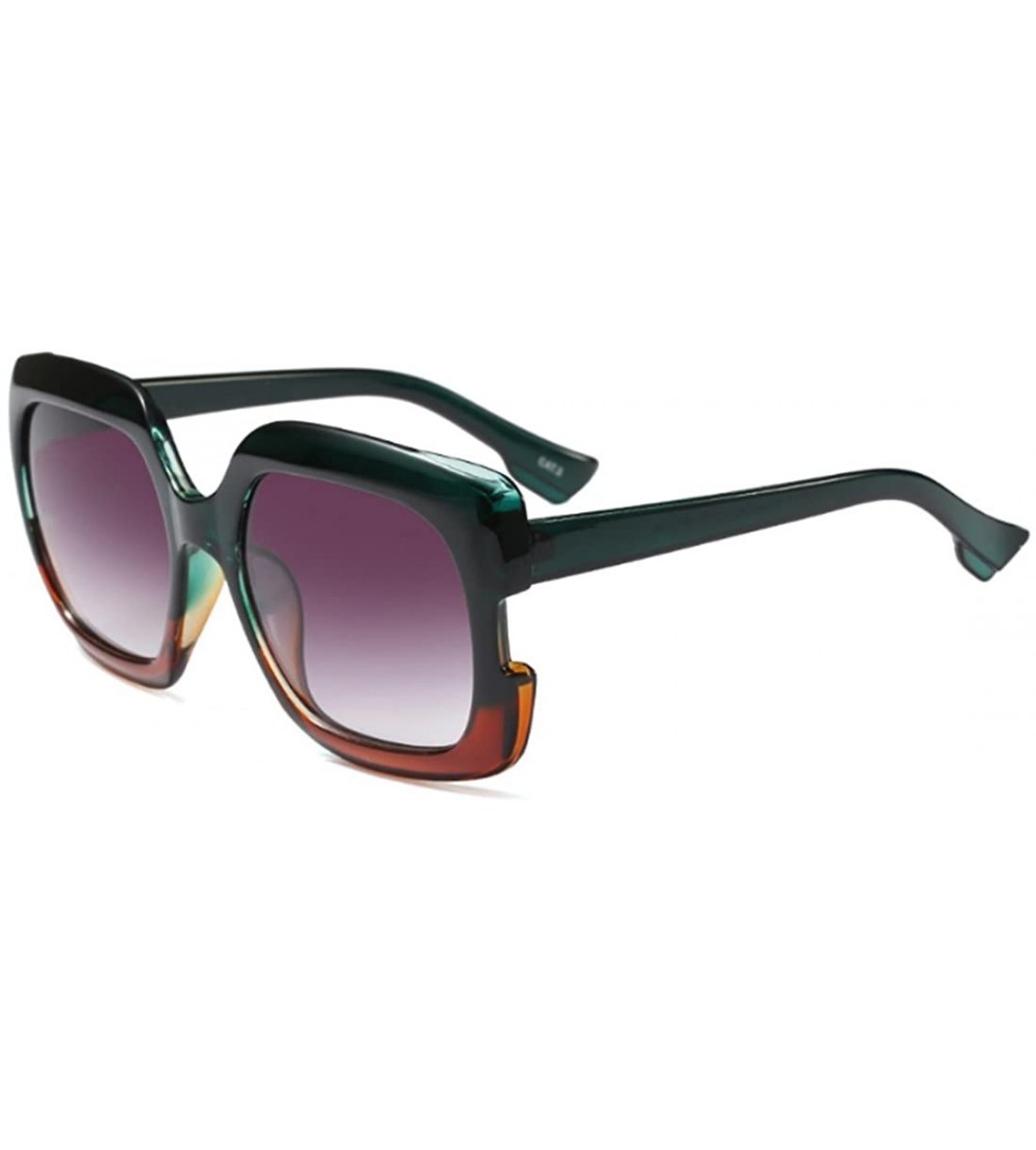 Oversized Sunglasses Oversized Rectangular Frame Women's Fashion Sun Resin frame - Green Orange - CS18DUIRG8I $20.04