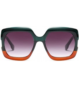 Oversized Sunglasses Oversized Rectangular Frame Women's Fashion Sun Resin frame - Green Orange - CS18DUIRG8I $20.04