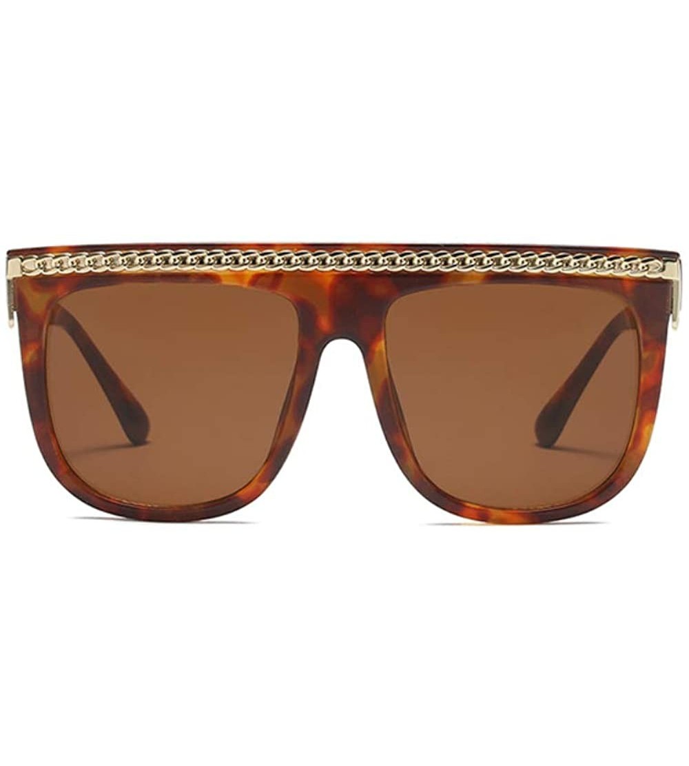 Square Women Oversized Sunglasses with Chain Jeweled Square Statement Costume Glasses - Tortoiseshell Brown - CB18I5LD0Q9 $37.93